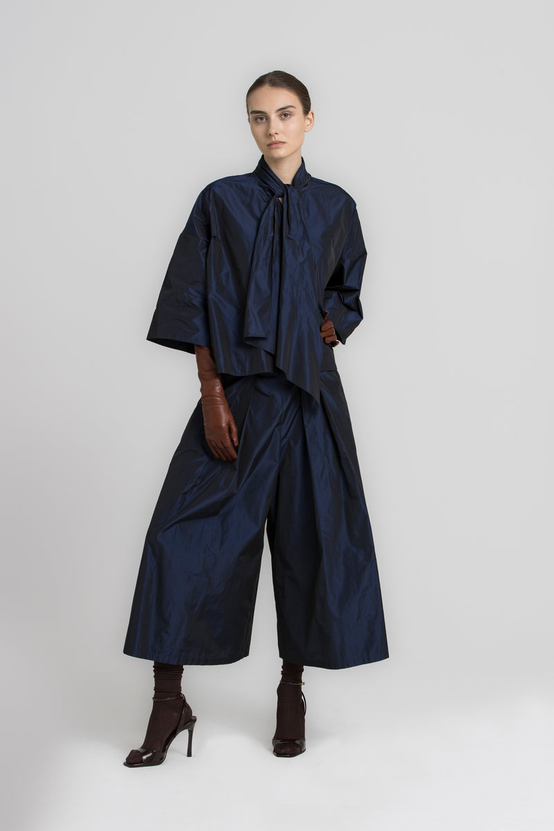 HODALY Blouse navy à col châle