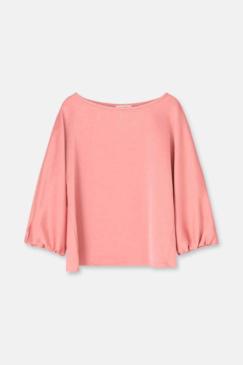 HOLIFA Blouse satinée rose à col bateau