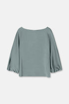 HOLIFA Satin light grey blouse with boat neck