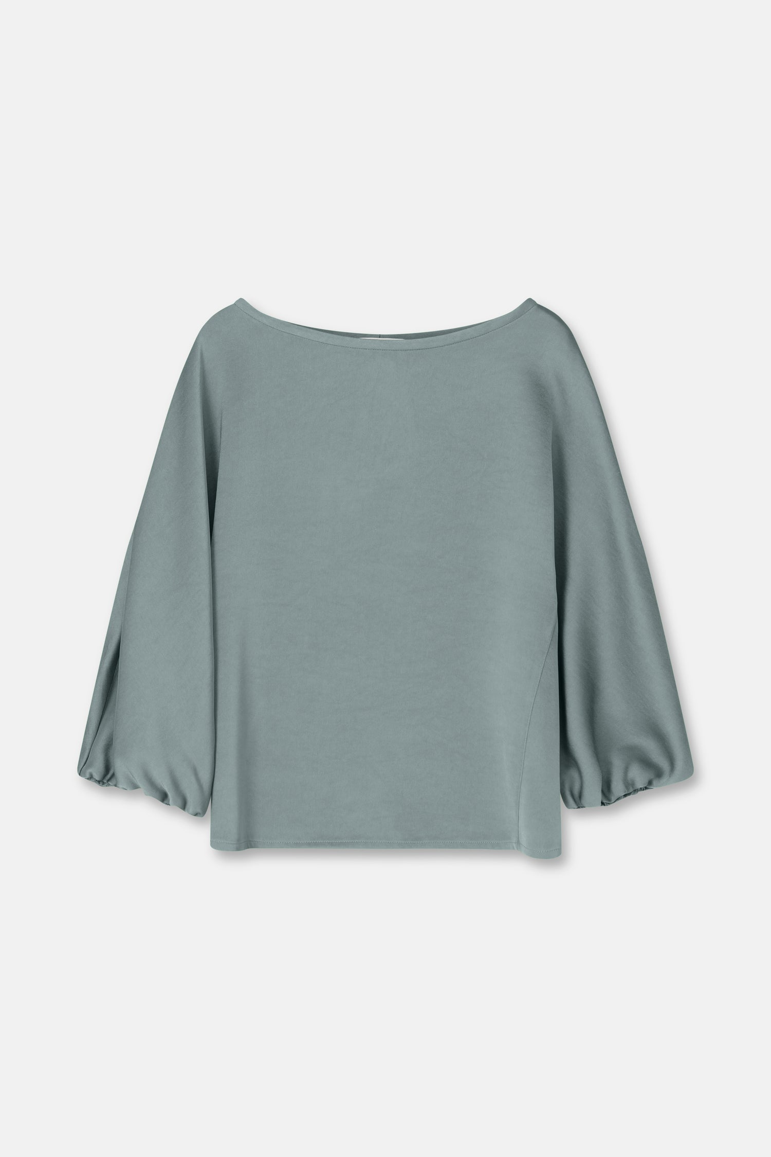 HOLIFA Satin light grey blouse with boat neck