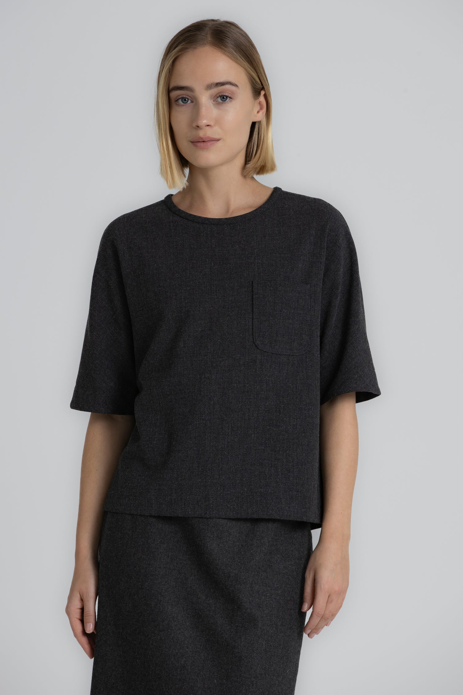 HONY Dark grey wide-cut blouse