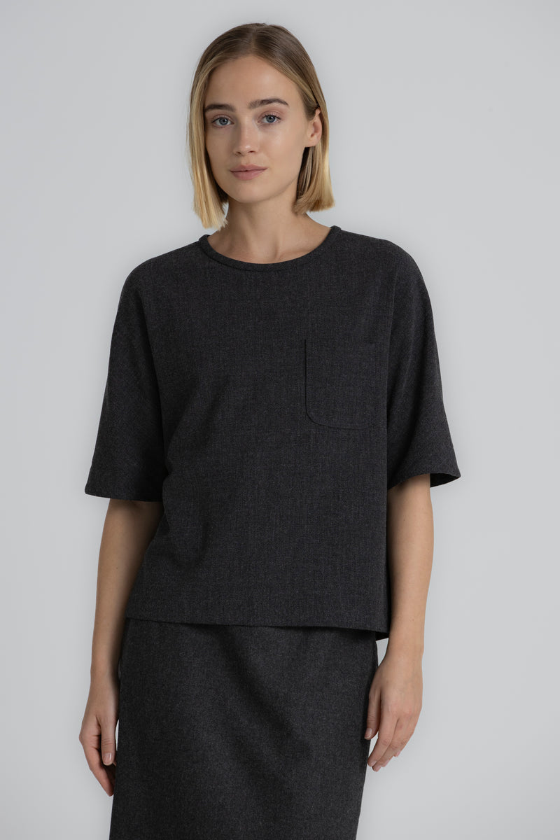 HONY Blouse ample gris foncé