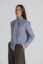 HOZA Houndstooth blouse with shawl collar
