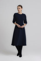 KALY Robe ample mi-longue navy
