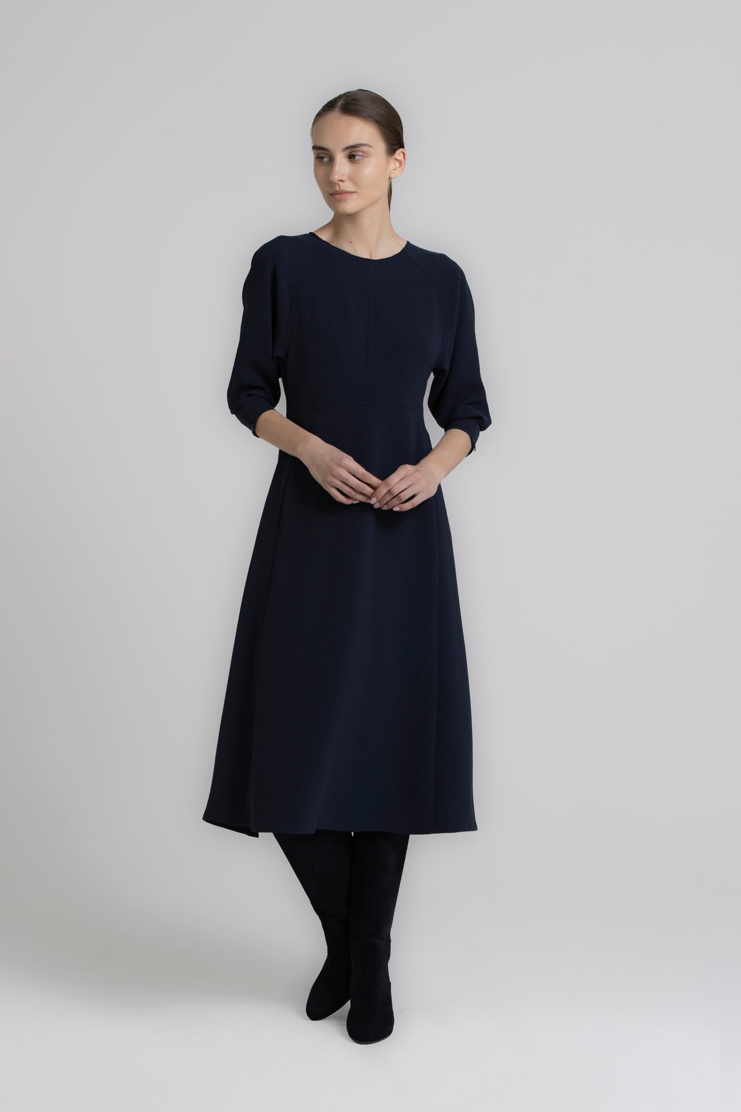 KALY Robe ample mi-longue navy