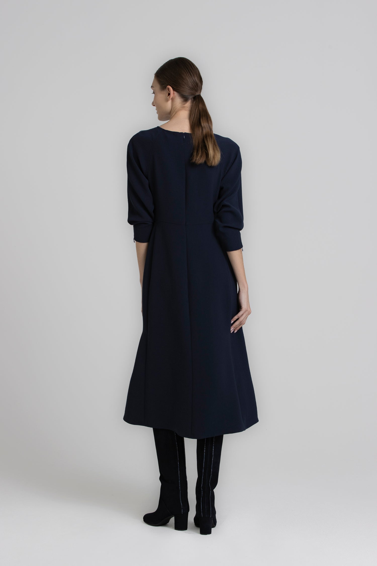KALY Robe ample mi-longue navy