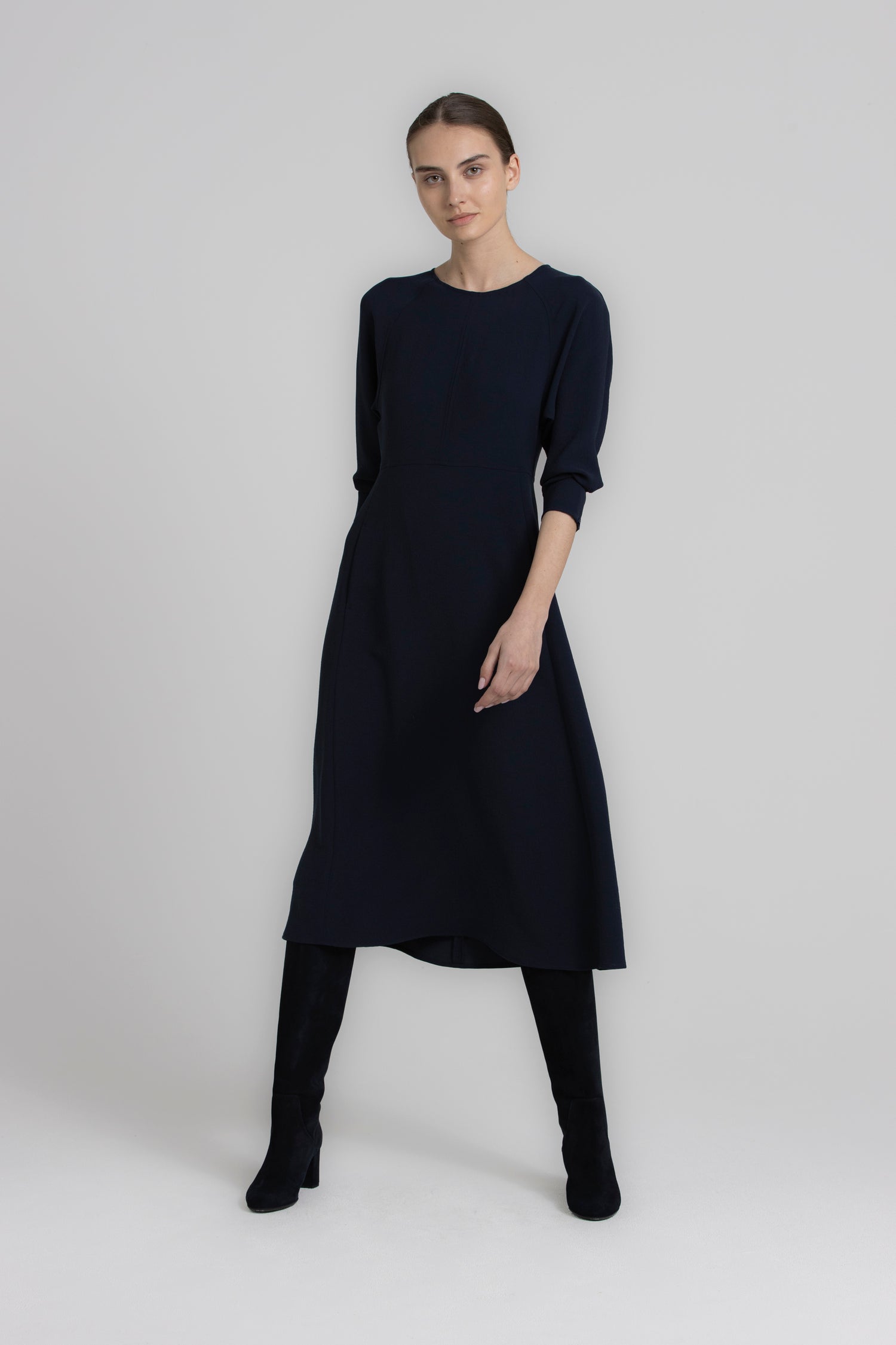 KALY Robe ample mi-longue navy