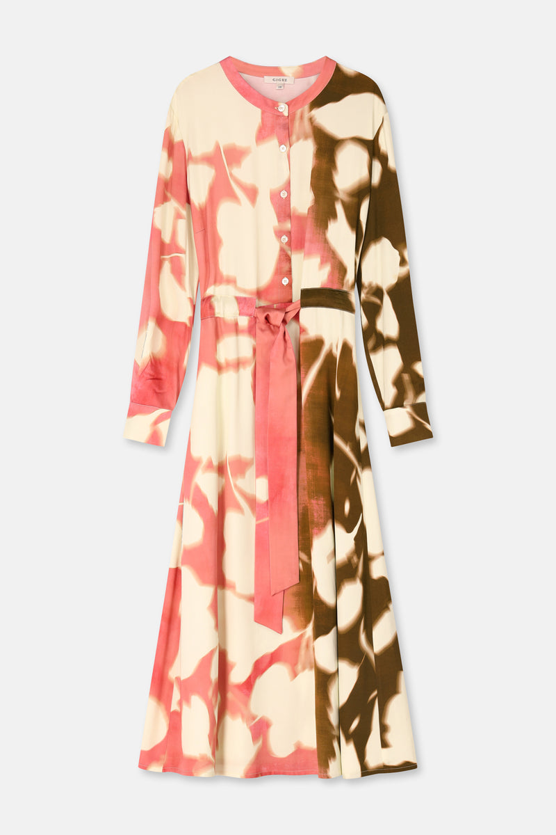 KARTOON Robe-chemise mi-longue à imprimé jaune