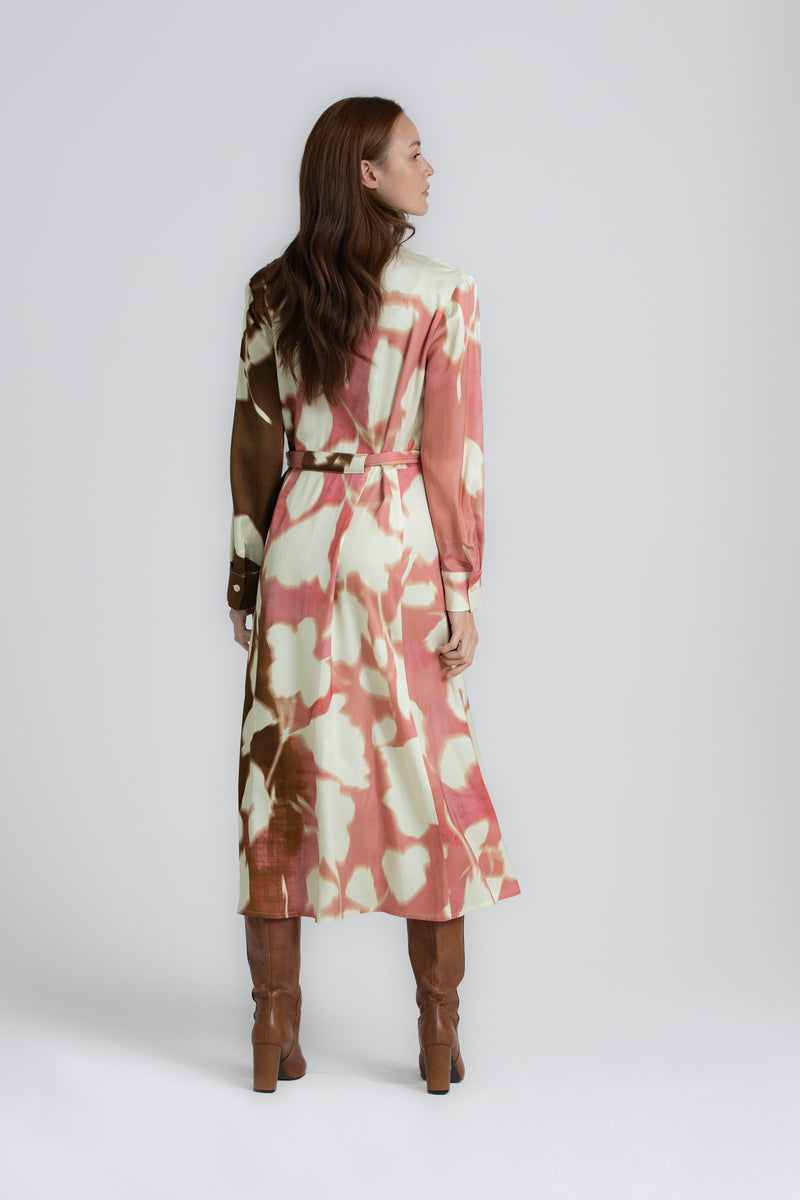 KARTOON Robe-chemise mi-longue à imprimé jaune