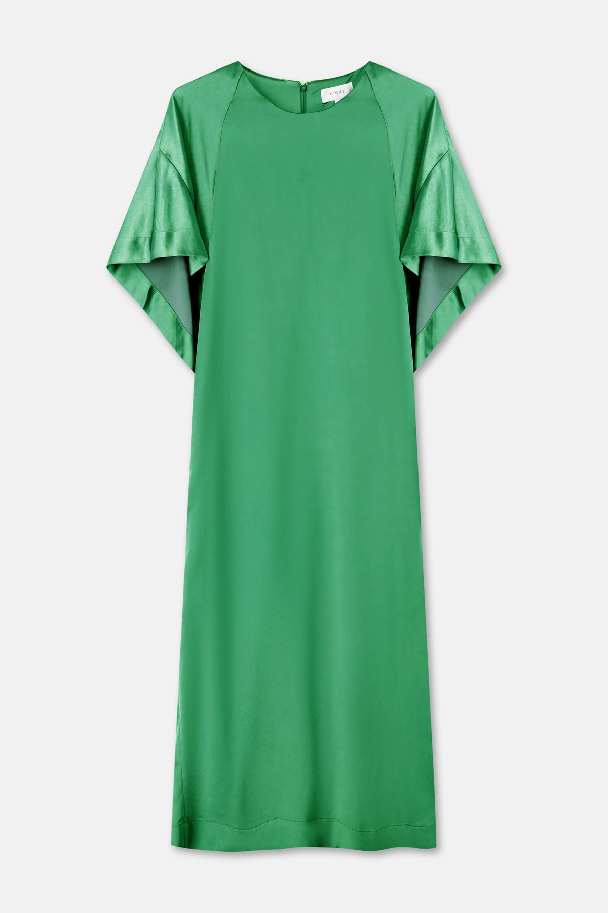 KYNAN Green satin dress with butterfly sleeves