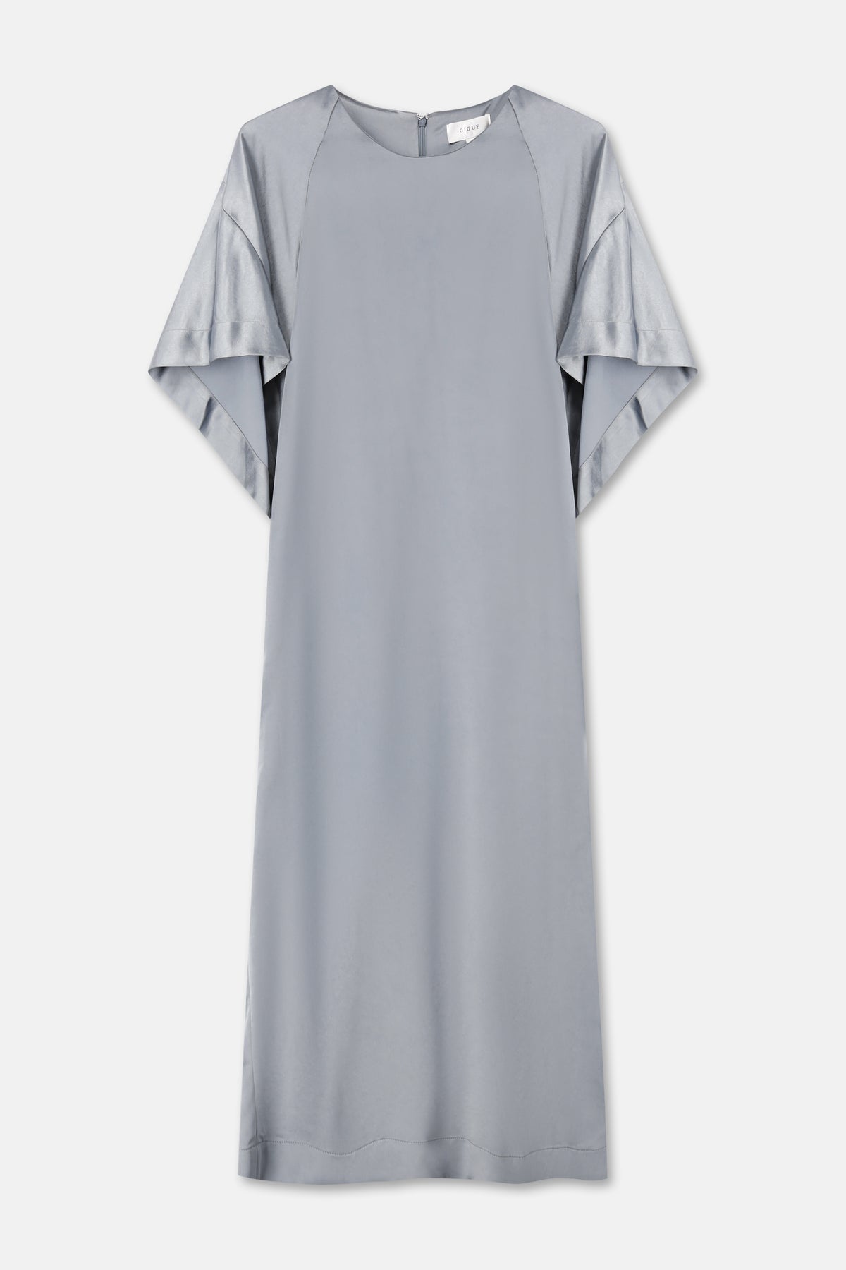 KYNAN Light grey satin dress with butterfly sleeves