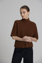 LANOO Brown polo neck jumper