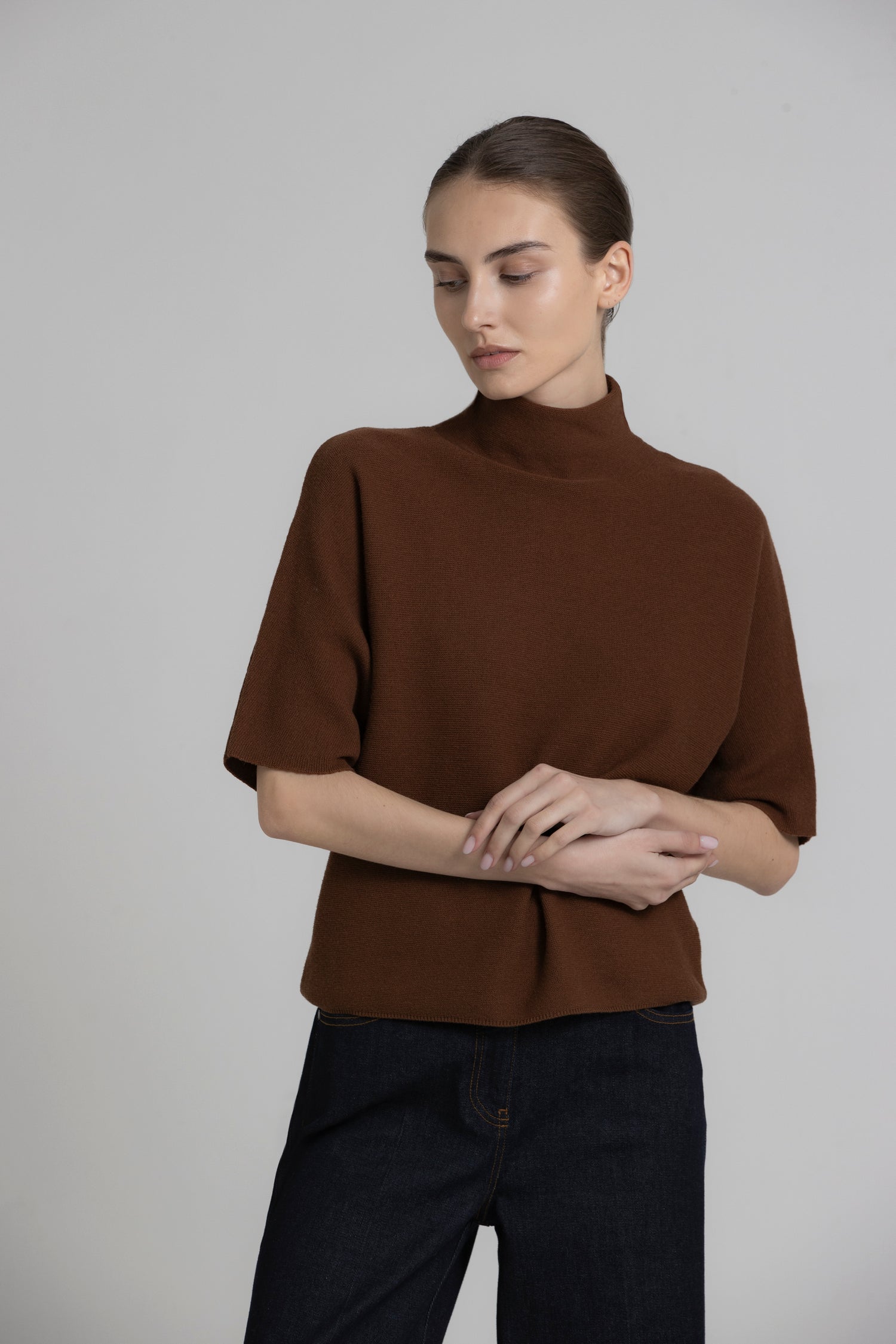 LANOO Brown polo neck jumper