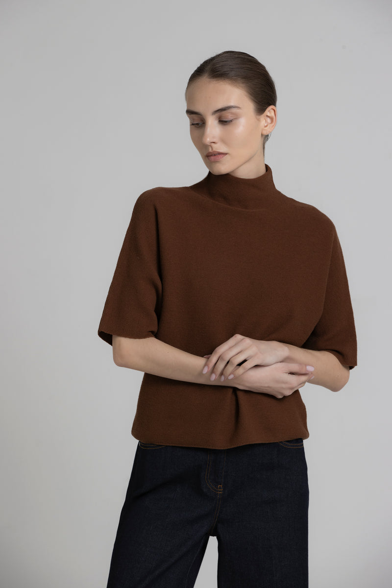 LANOO Brown polo neck jumper