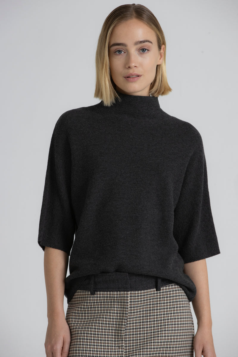 LANOO Pull col roulé gris foncé