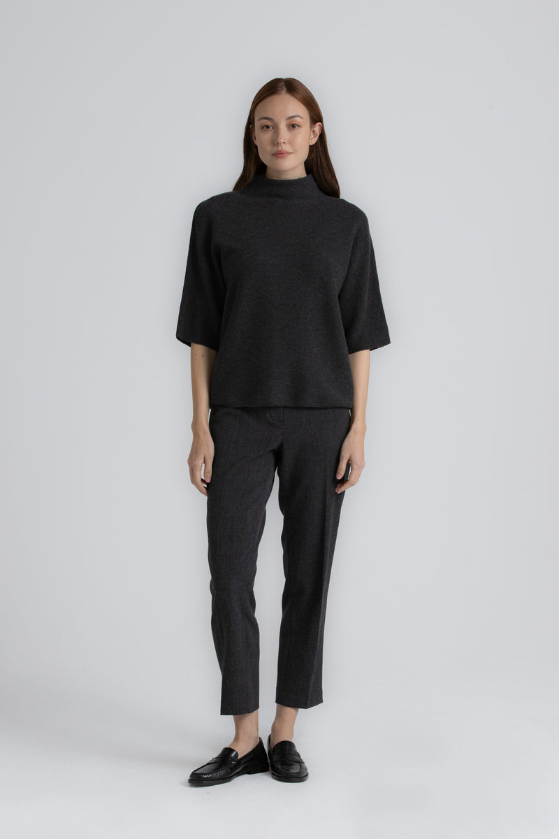 LANOO Pull col roulé gris foncé