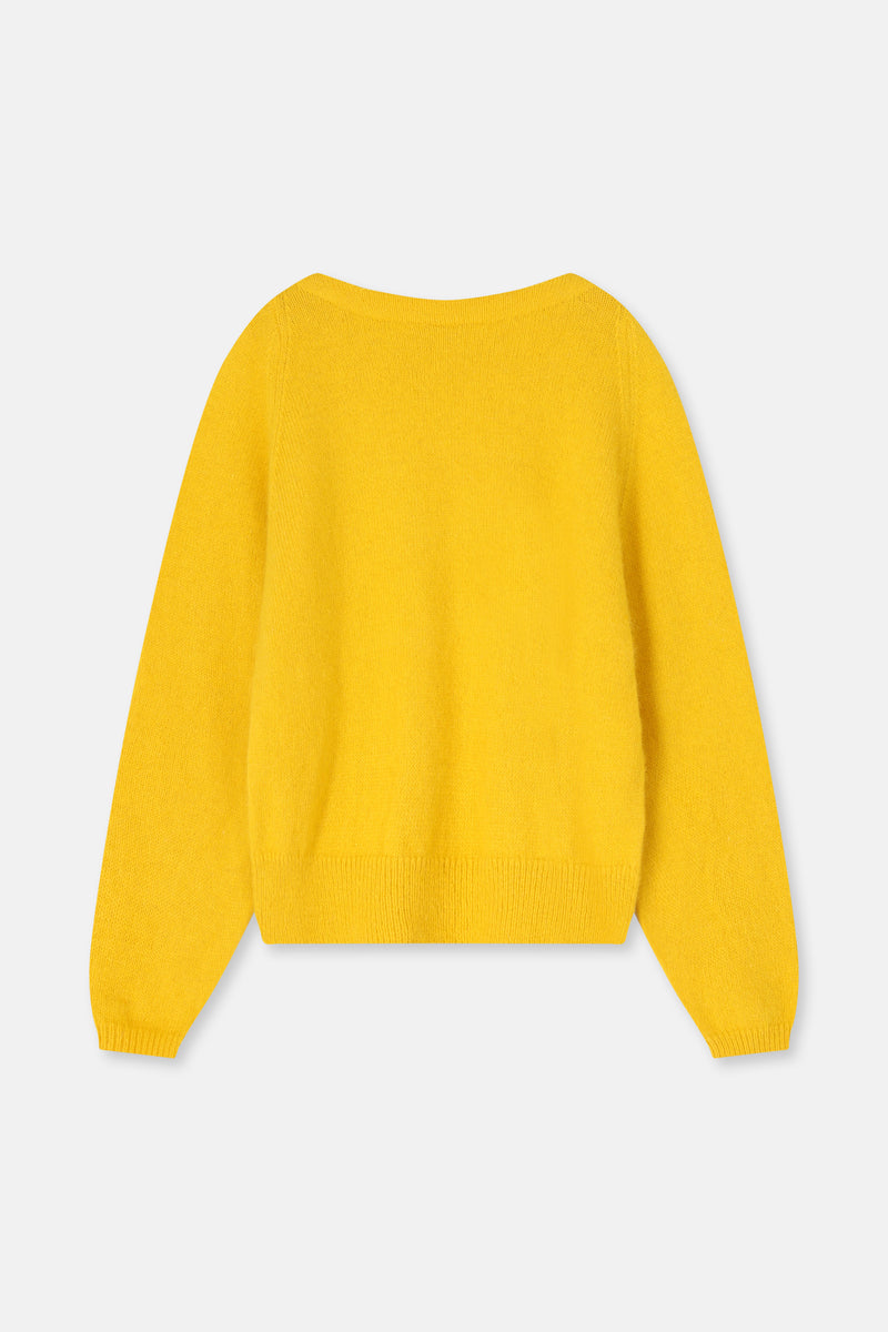 LAYS Pull jaune à col bateau