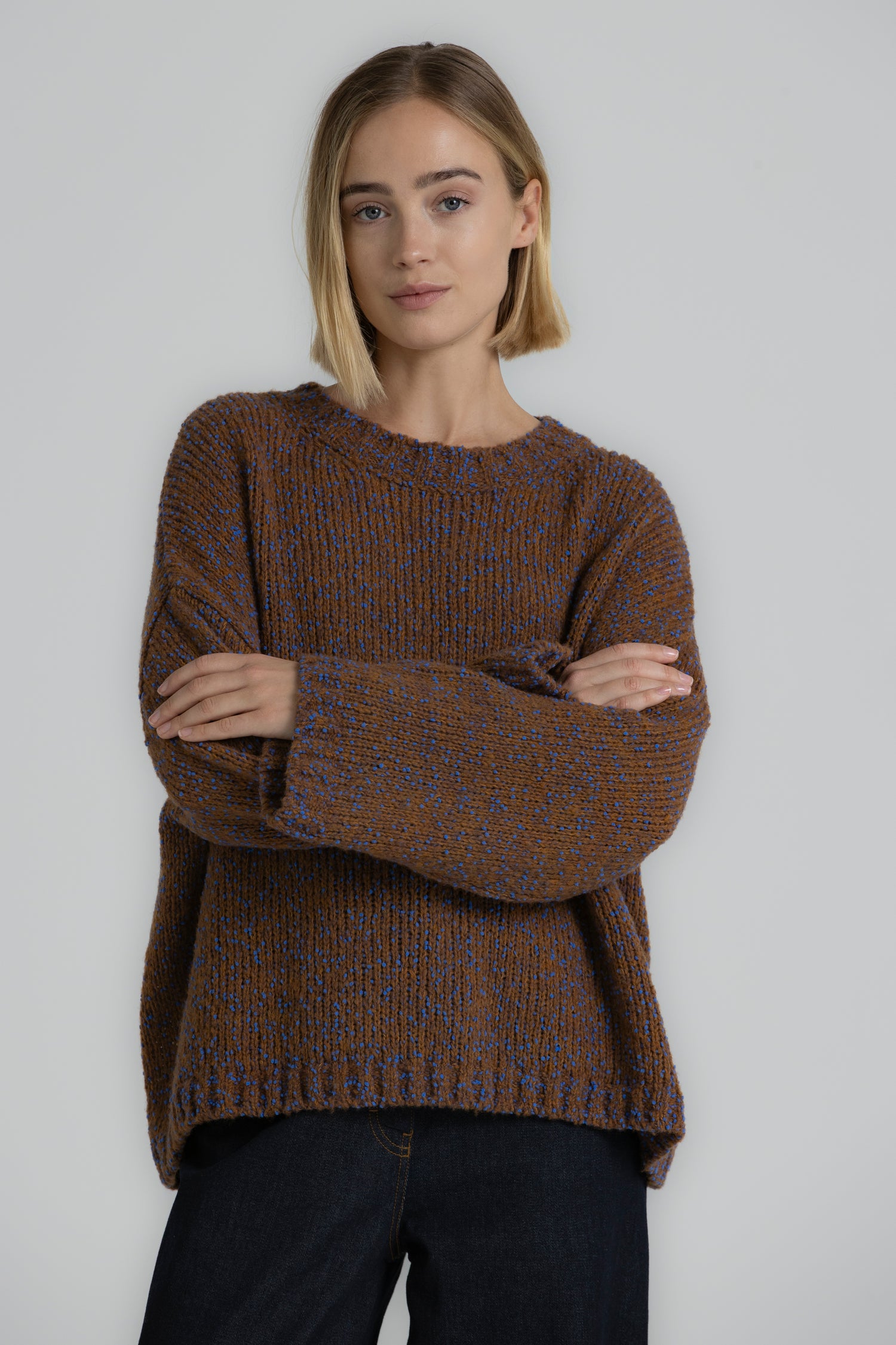 LEU Pull brun à lurex