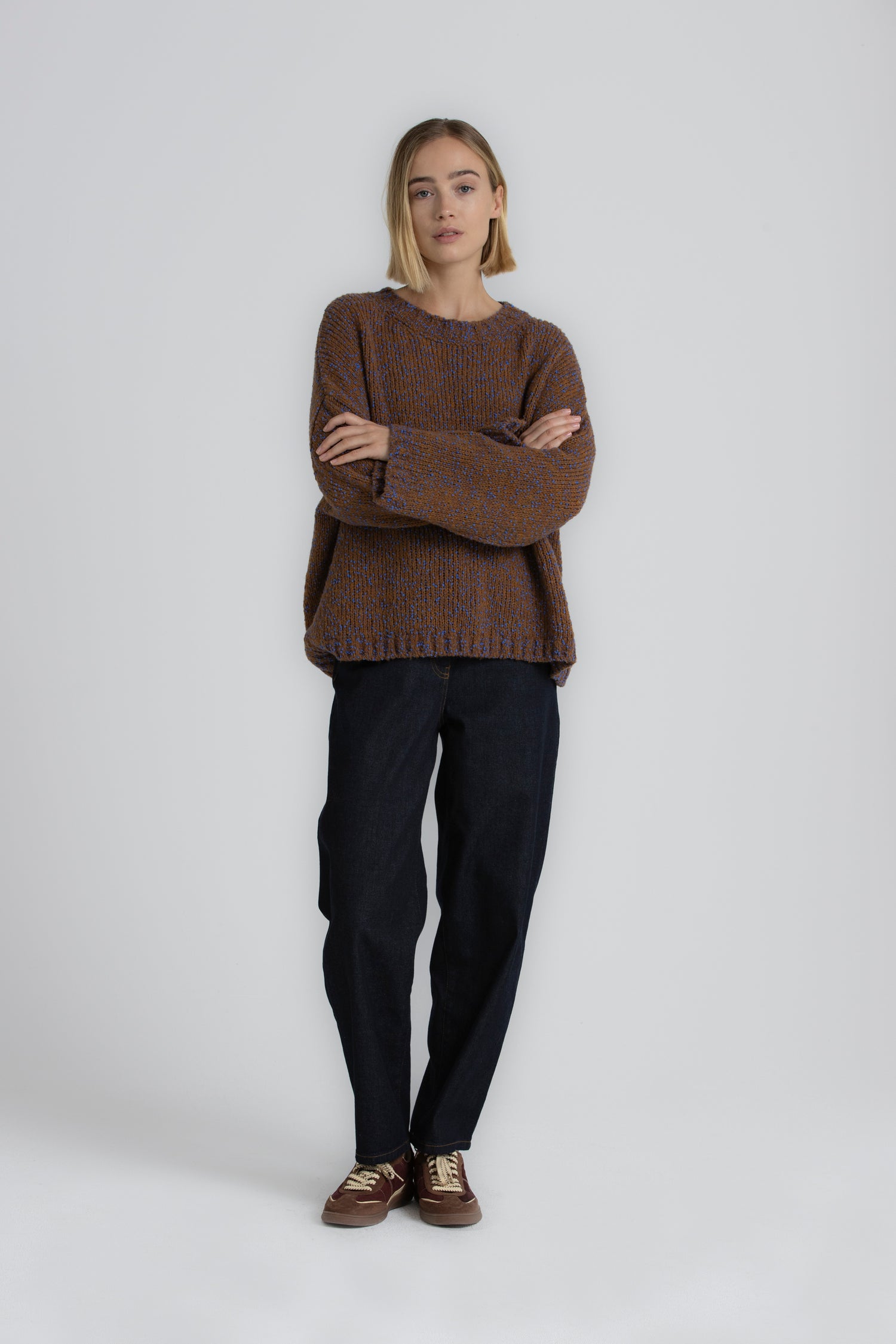 LEU Pull brun à lurex