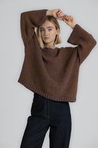 LEU Pull brun à lurex