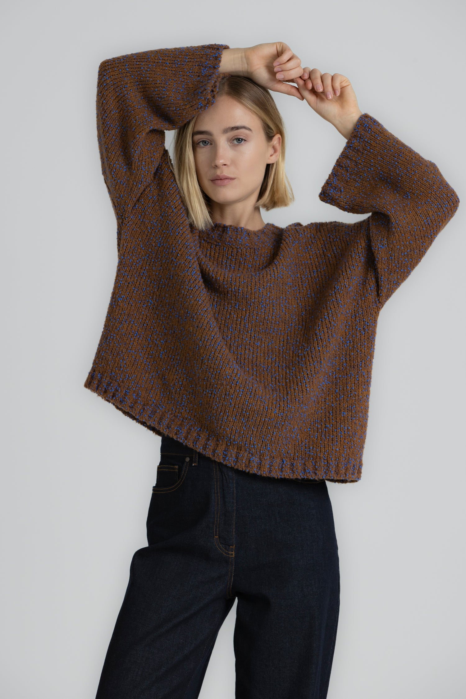 LEU Pull brun à lurex
