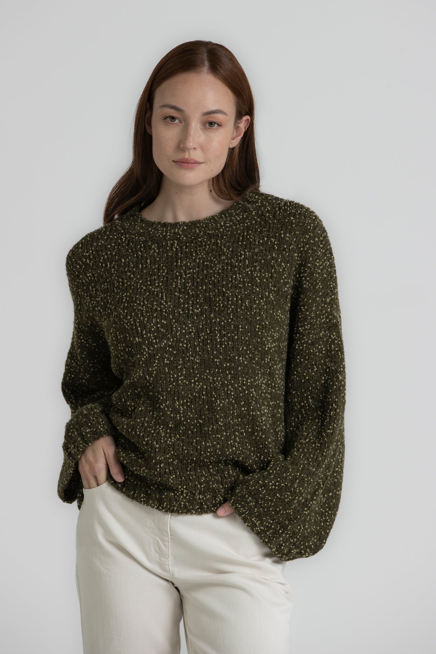 LEU Pull kaki à lurex