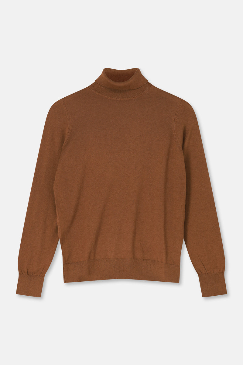 LIVIA Pull col roulé brun