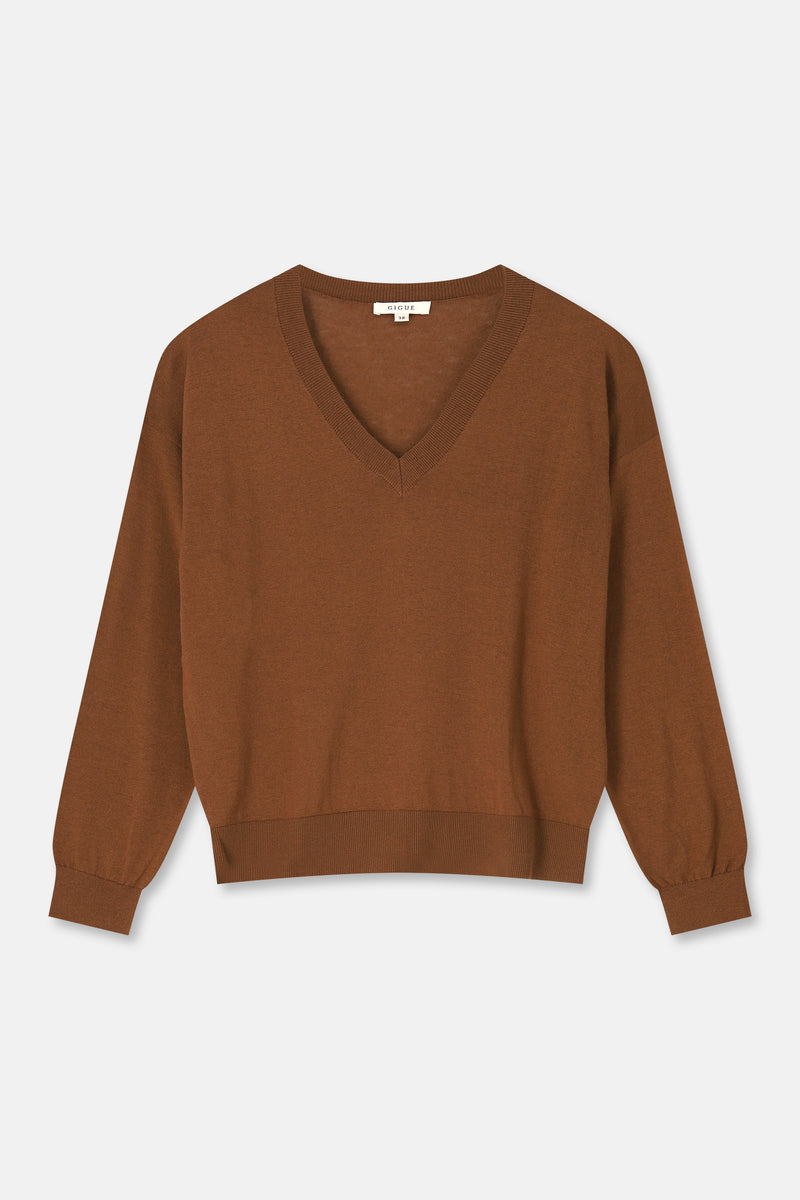 LUXE bruine v-hals trui