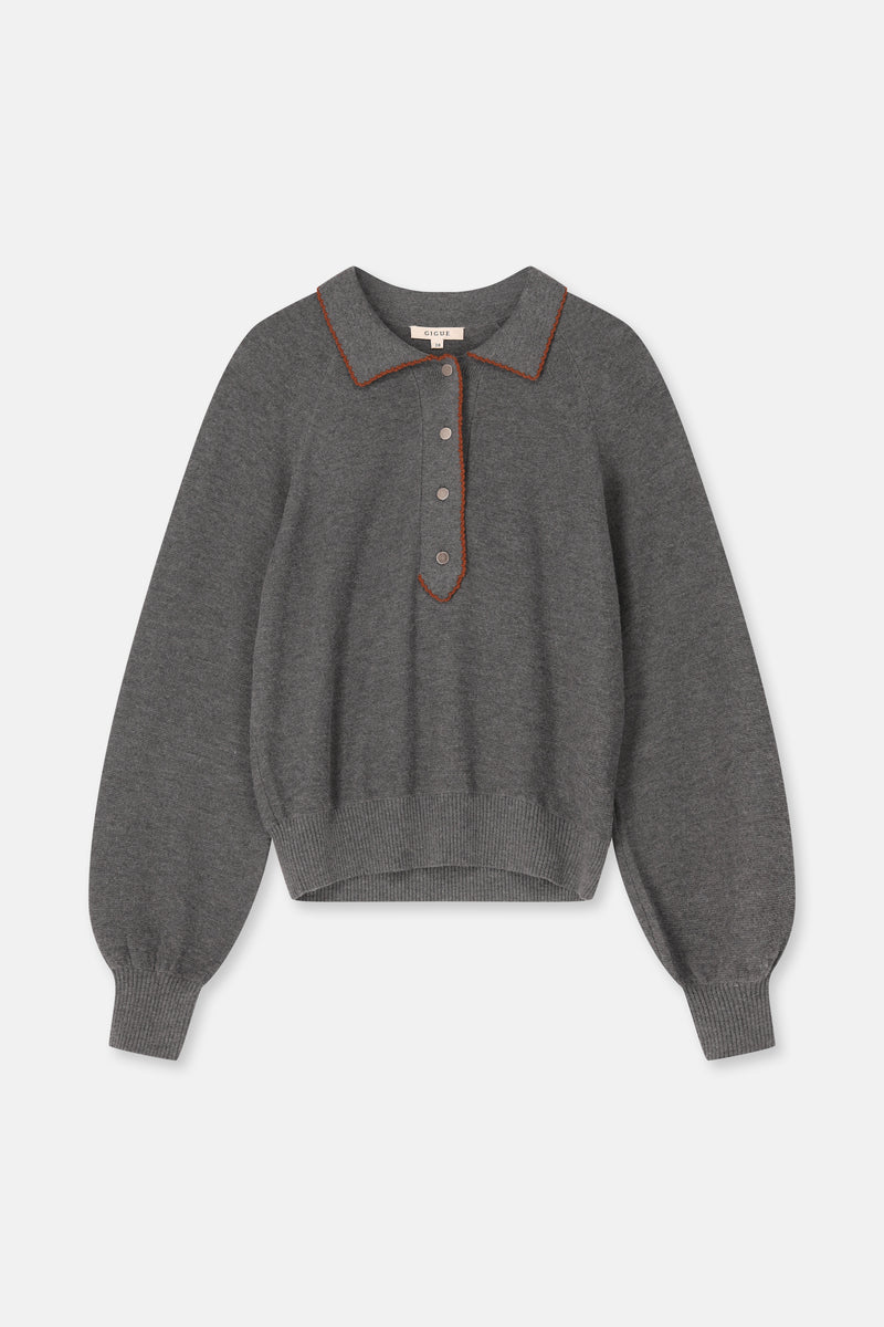 LYRA donkergrijze polo