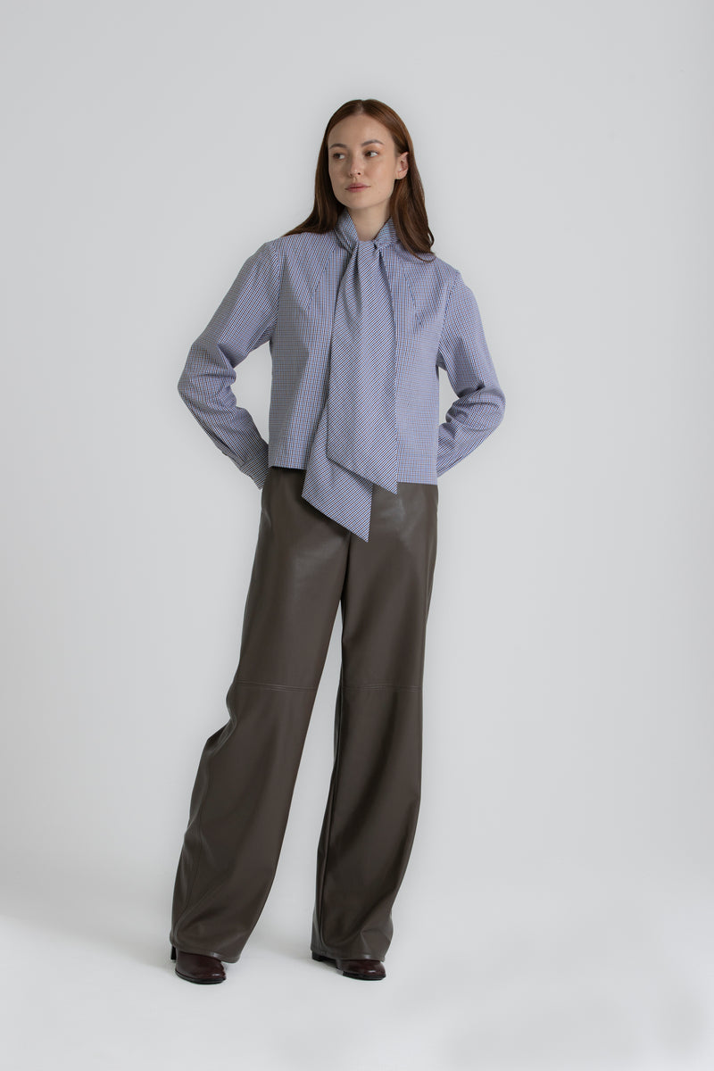 RAY Brown faux-leather trousers