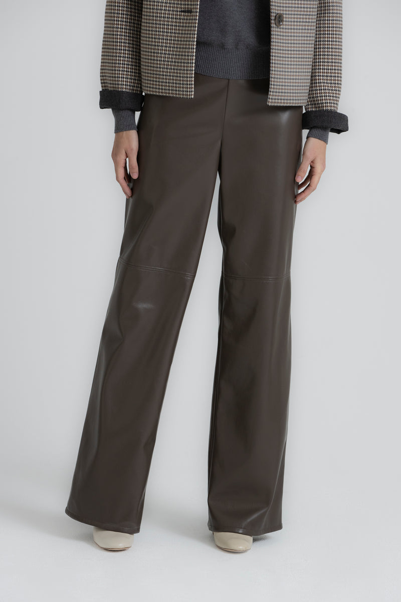 RAY Brown faux-leather trousers