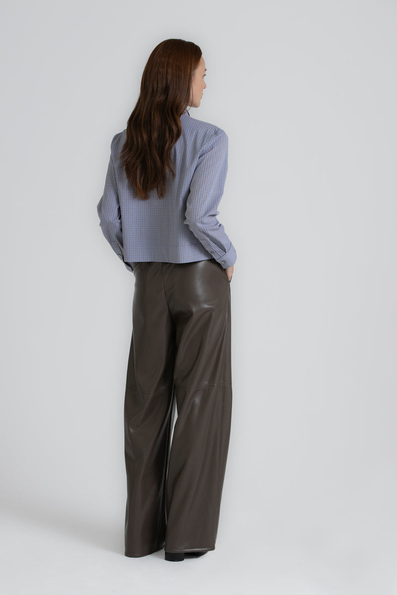 RAY Brown faux-leather trousers