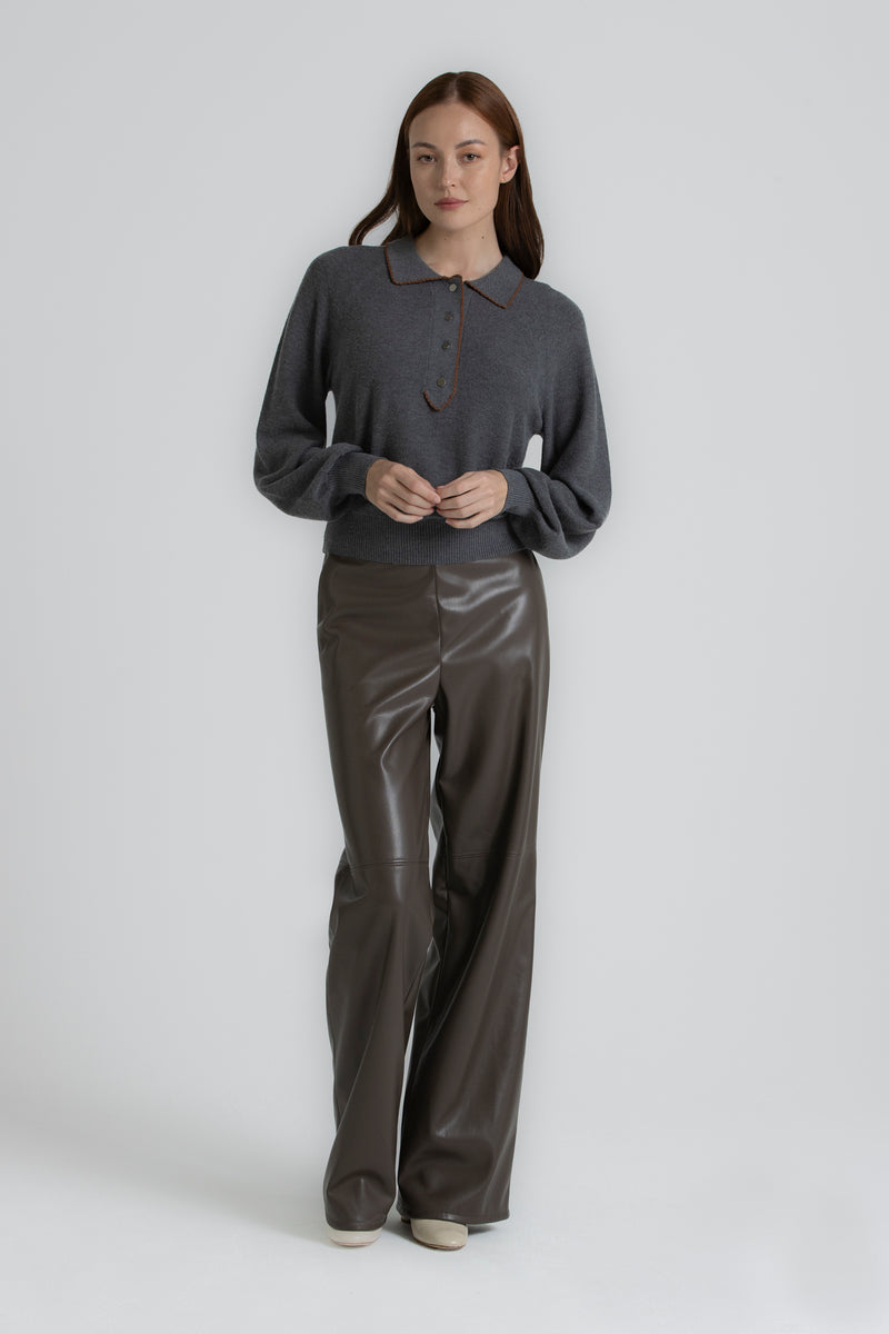 RAY Brown faux-leather trousers