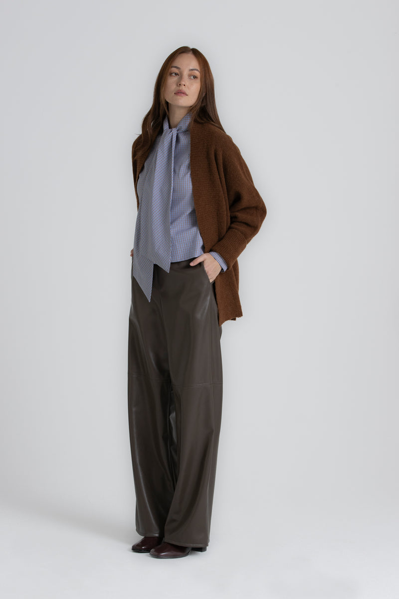 RAY Brown faux-leather trousers