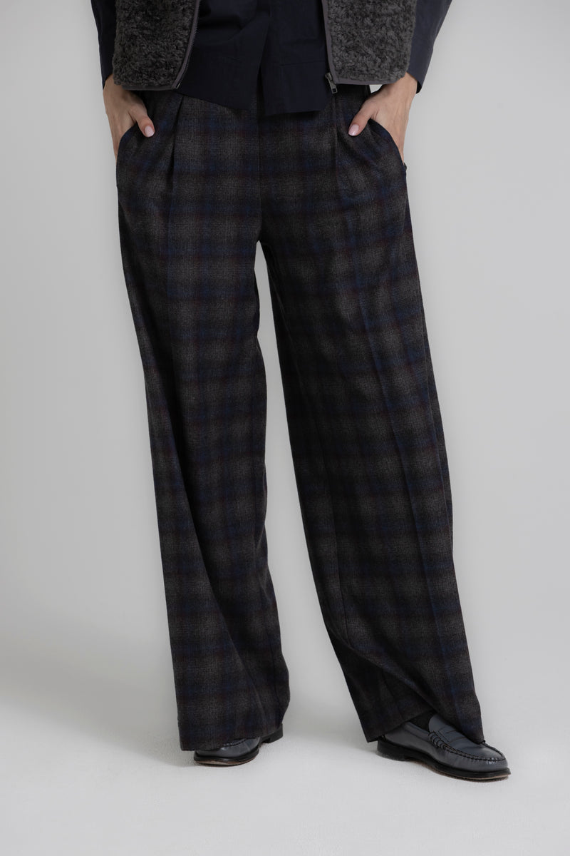 ROCHE donkergrijze broek met ruit