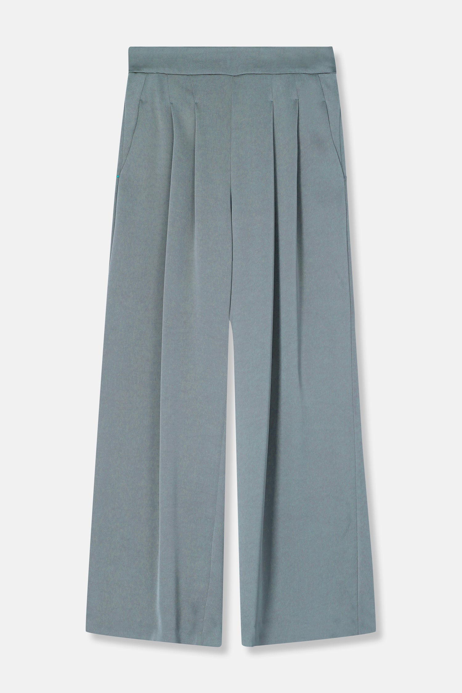 RONDO Pantalon gris clair large à plis