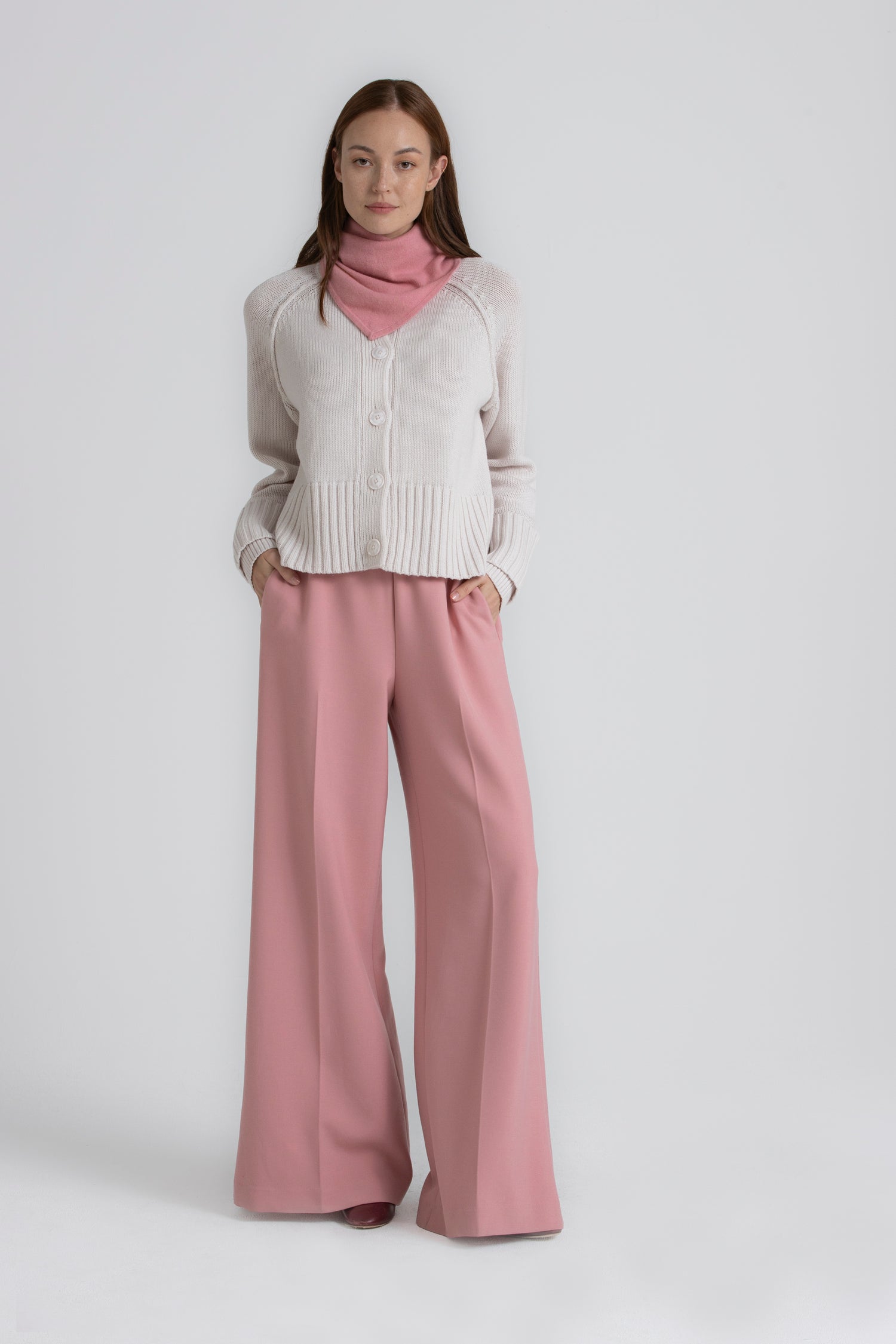 RUBIO Pantalon large rose long