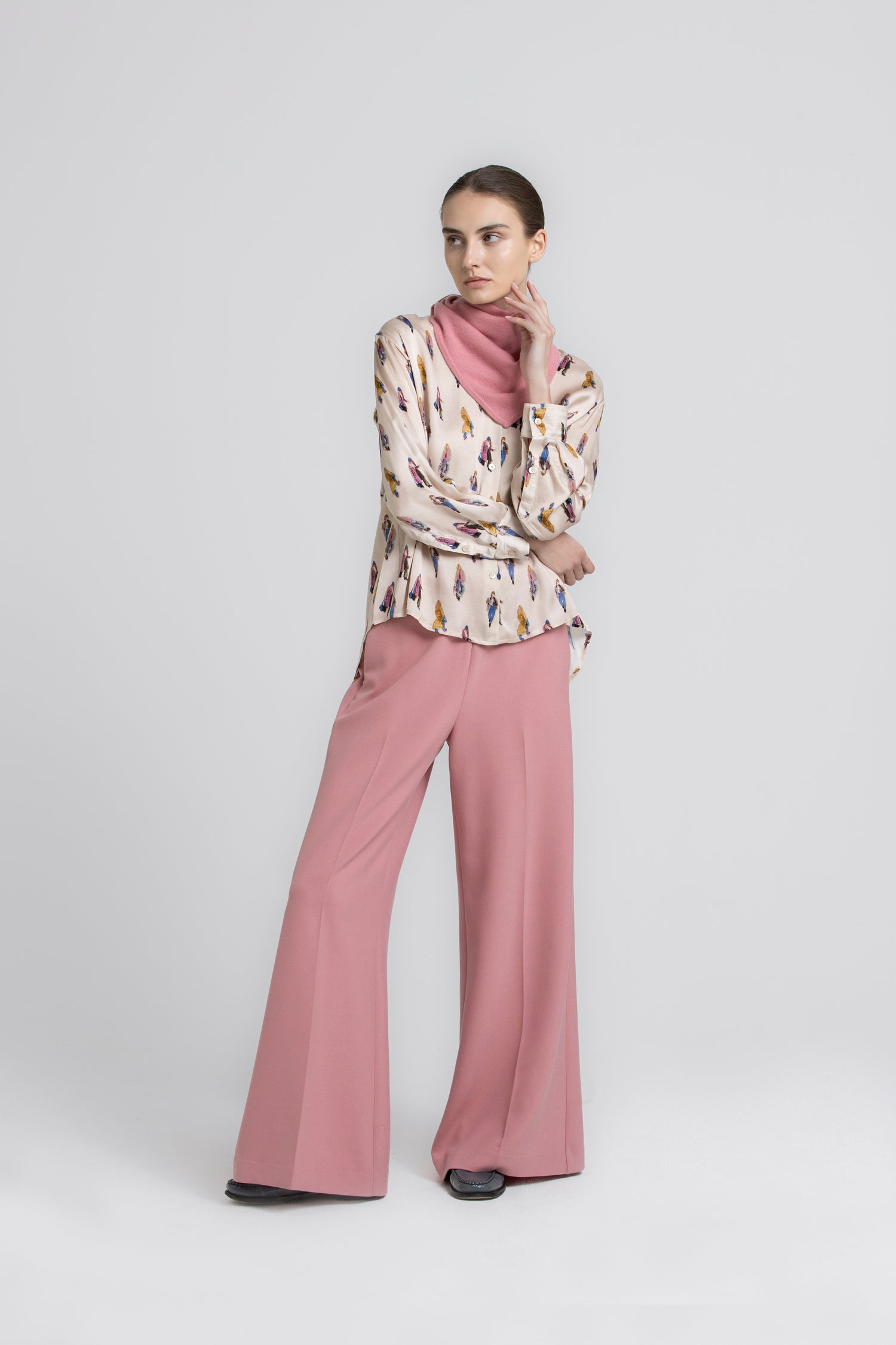 RUBIO Pantalon large rose long