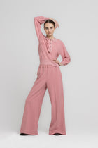 RUBIO Pantalon large rose long