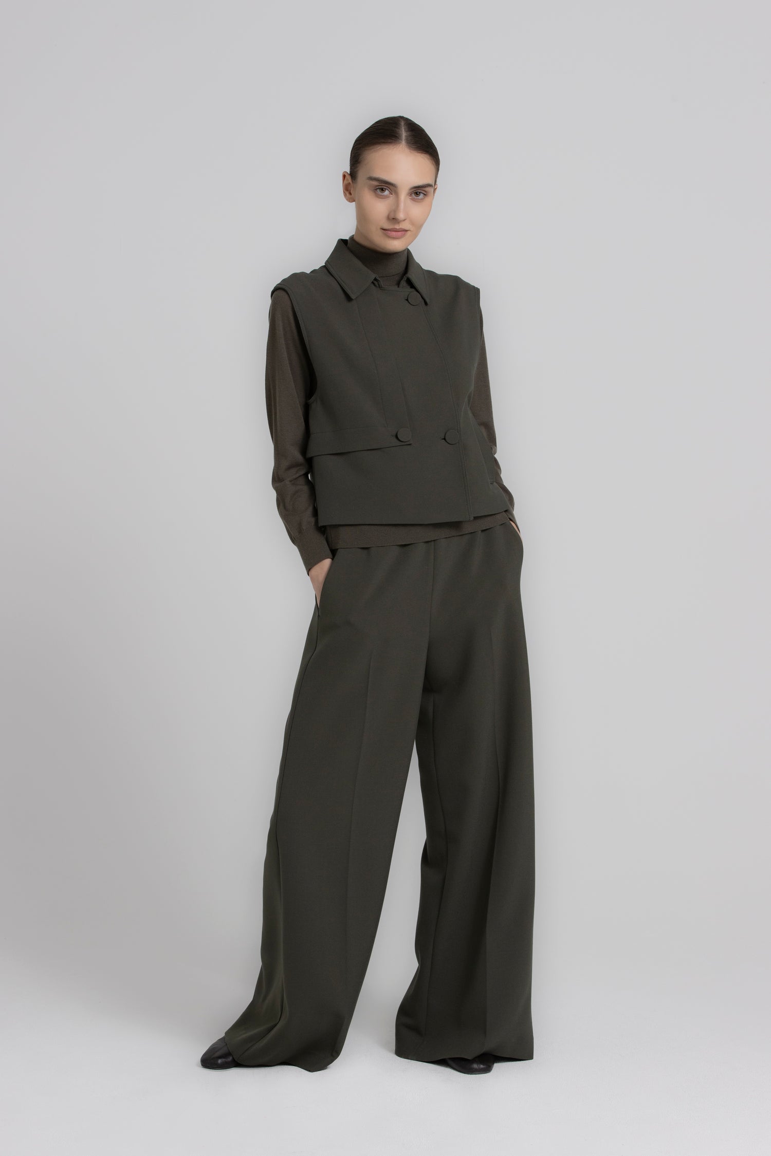 RUBIO Pantalon large kaki long