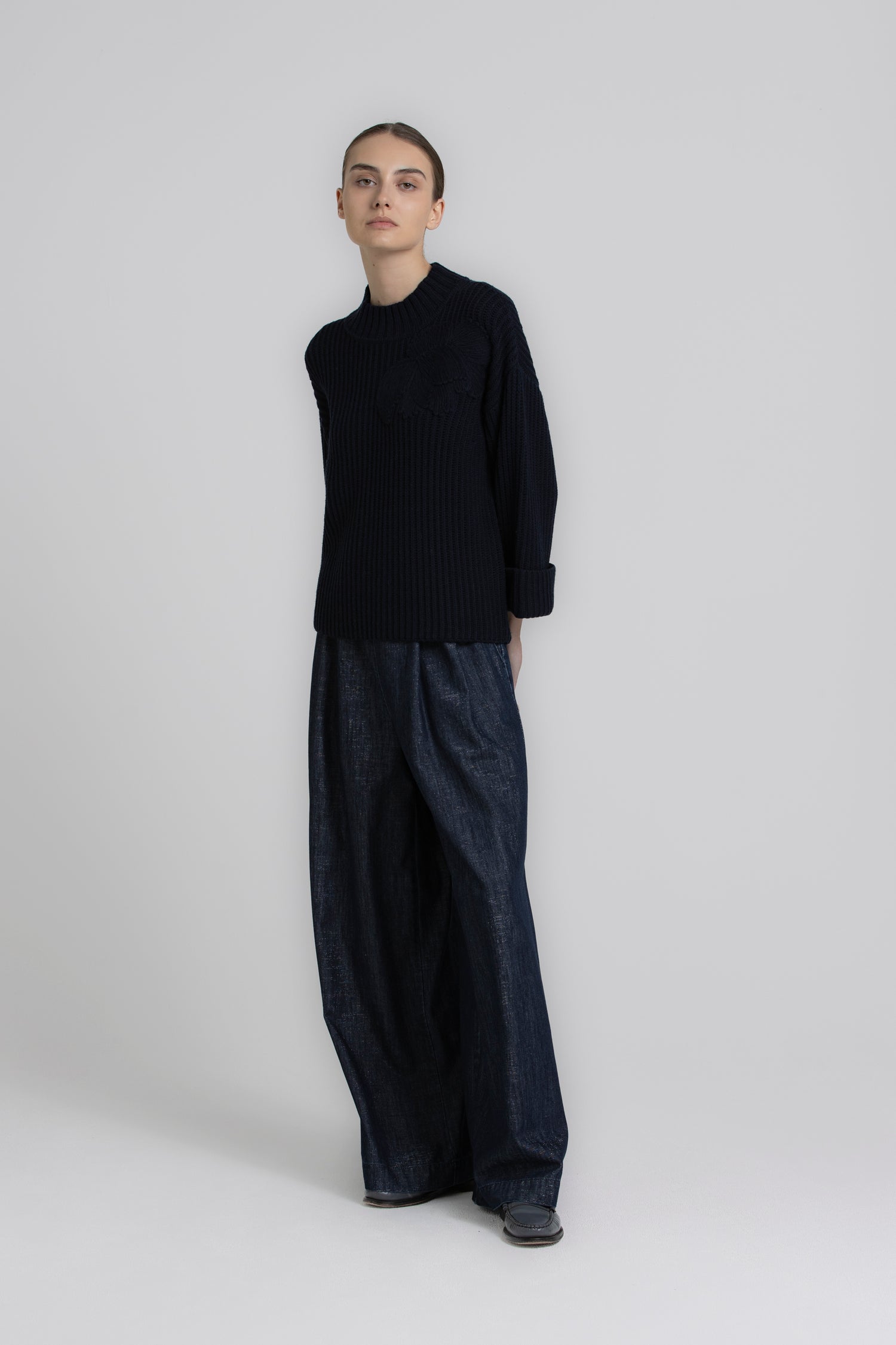 RUSH Pantalon denim large à ceinture élastiquée