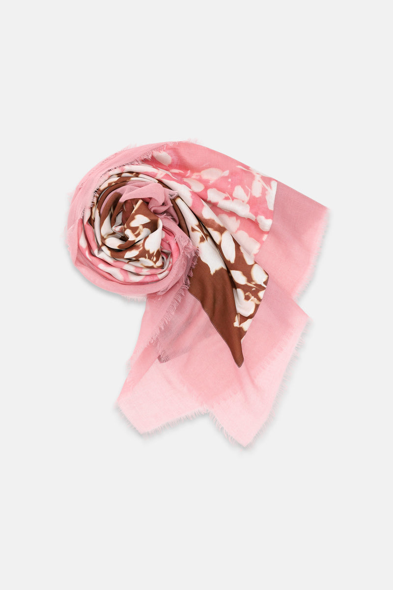 Roze en bruine print sjaal