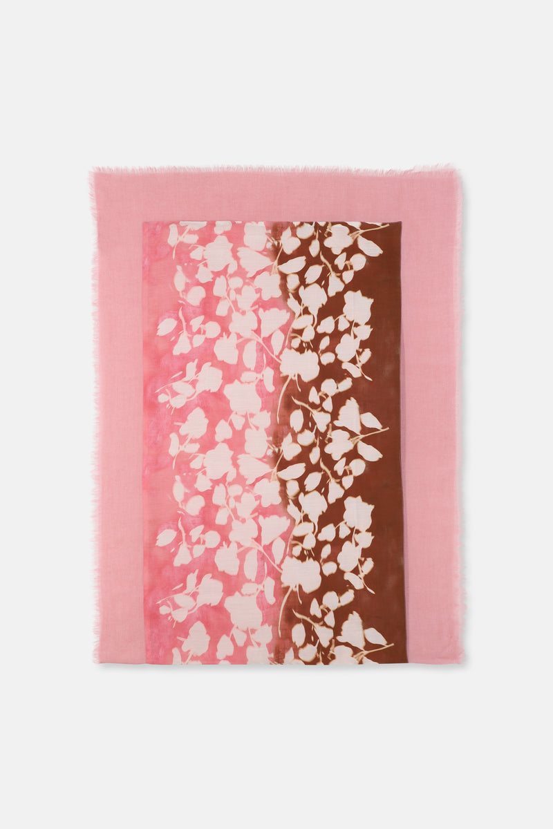 Roze en bruine print sjaal