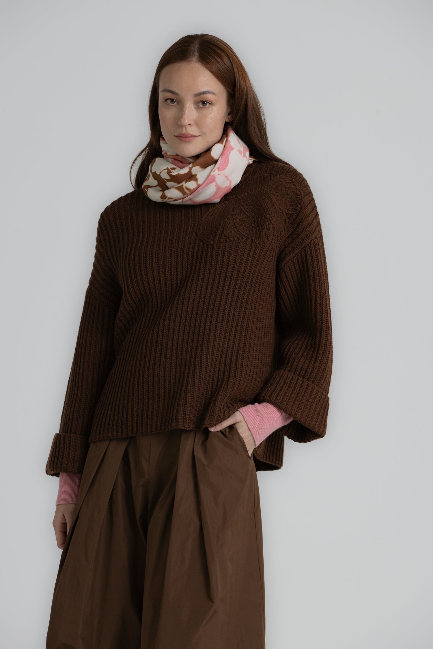 SCARF Écharpe imprimée rose et bordeaux