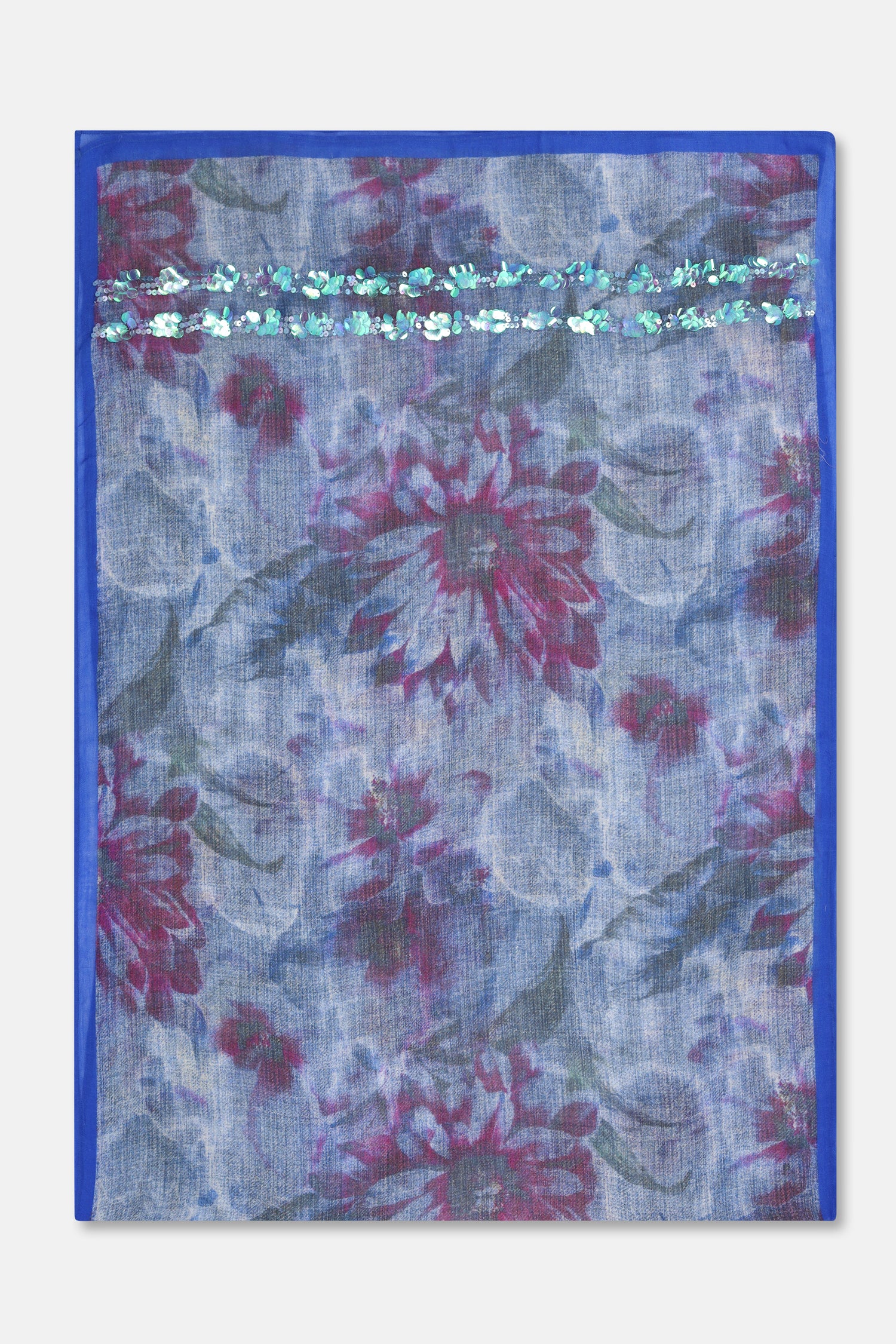 SCARF Écharpe fleurie bleue