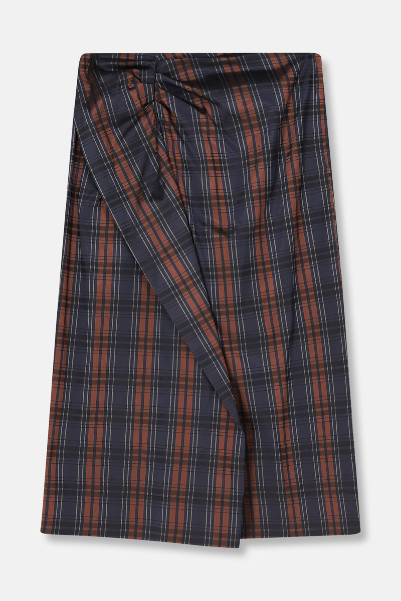 TALY Navy tartan knee-length skirt
