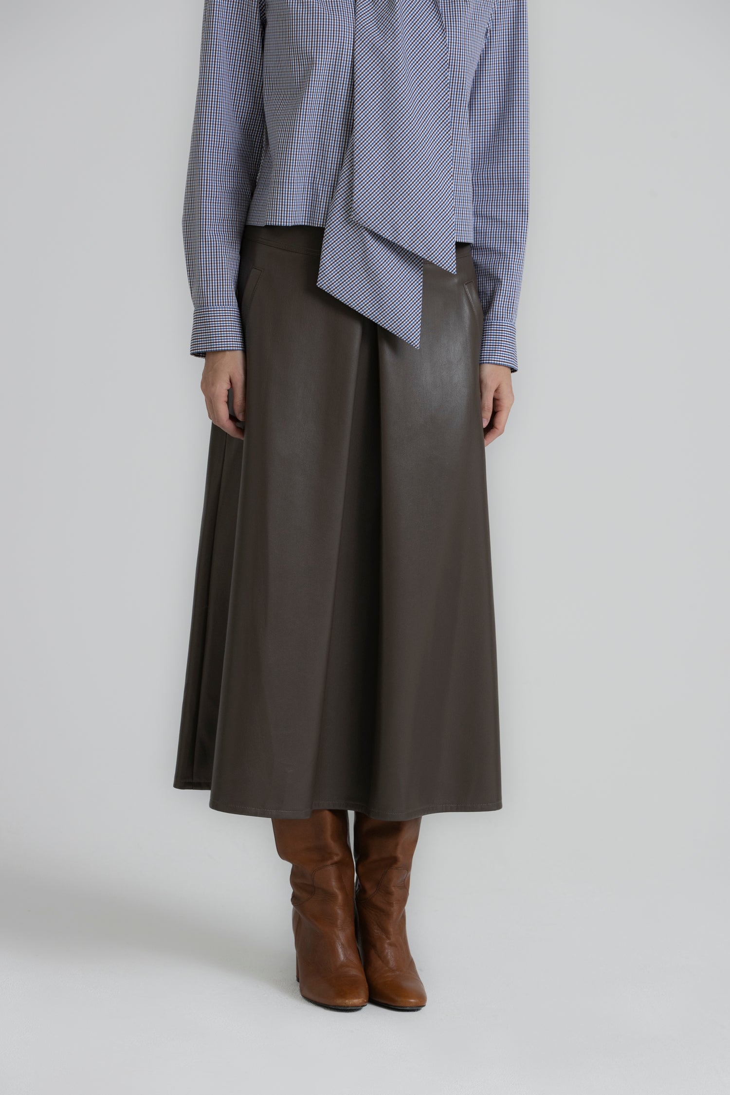 TINKIN faux leather bruine rok