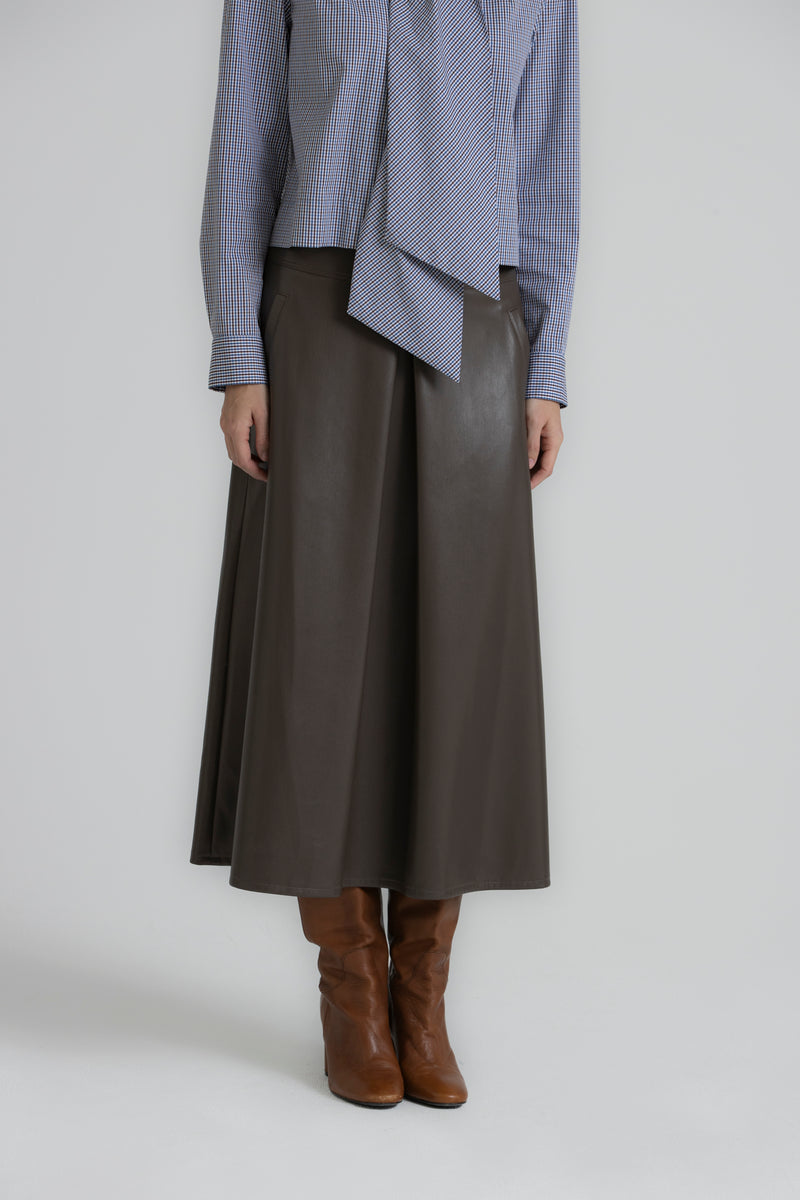 TINKIN Faux leather brown skirt