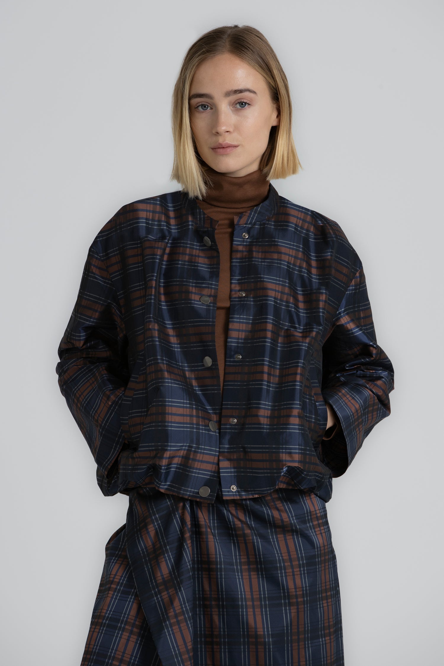 WISDON Checked jacket with press studs