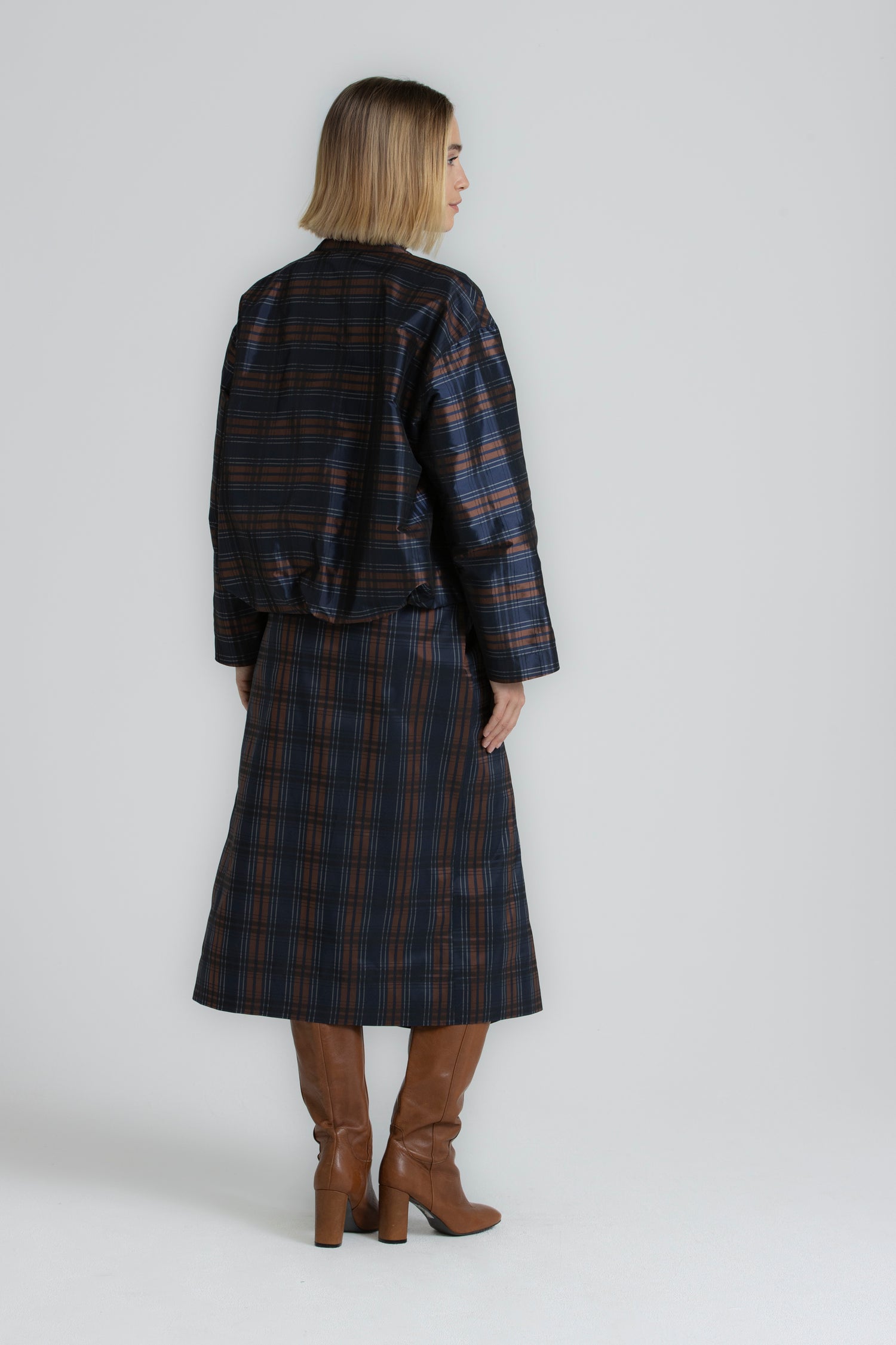 WISDON Checked jacket with press studs